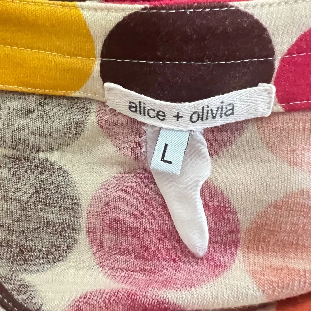 Alice + Olivia Large Hippie Mod Knit Dress Pop Art Hip Long Sleeve Retro Circles - Picture 4 of 9